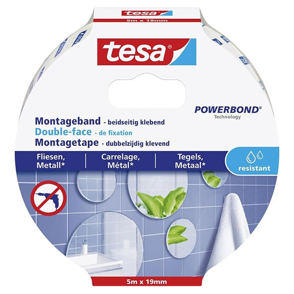 Tesa Monteringstejp vattentät 19mm x 5m | Tesa Powerbond | vit 77745-00000-00 202321 - 1