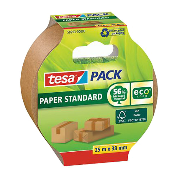 Tesa Packtejp 38mm x 25m | Tesa Paper Standard | brun | 1st 58293-00000-01 203302 - 1
