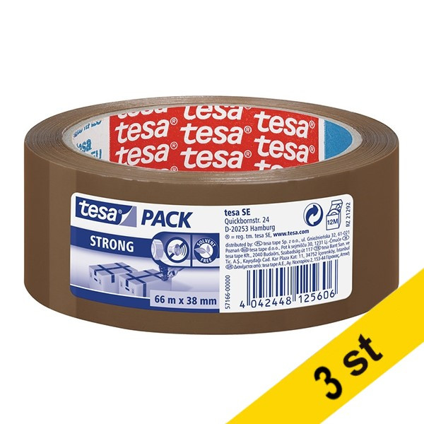 Tesa Packtejp 38mm x 66m | Tesa Pack Strong | brun | 3st 57166-00000-05-3 202363 - 1