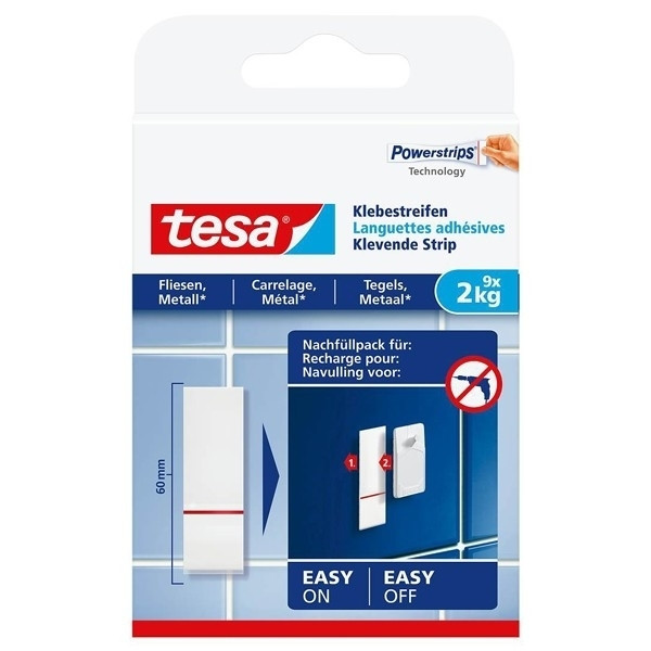 Powerstrips påfyllnadsremsor för plattor och metall | Tesa | 2kg | 9st 202358 - 1