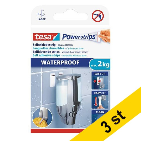 Tesa Powerstrips vattentäta stora | Tesa | vit | 6st x3  203353 - 1