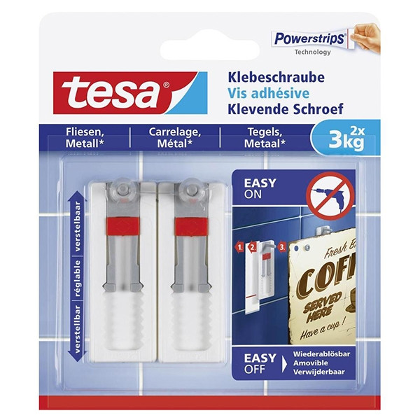 Tesa Självhäftande justerbar skruv för kakel och metall | Tesa | 3kg | 2st 77765-00000-00 202315 - 1