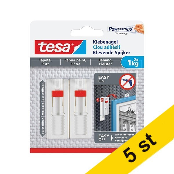 Tesa Självhäftande justerbara spikar för känsliga ytor | Tesa | 1kg | 2st x5  203343 - 1