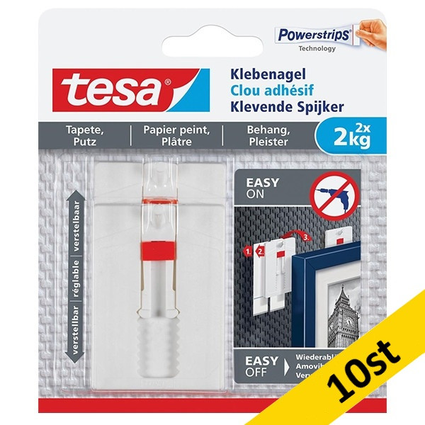 Självhäftande justerbara spikar för känsliga ytor | Tesa | 2kg | 10st 203346 - 1
