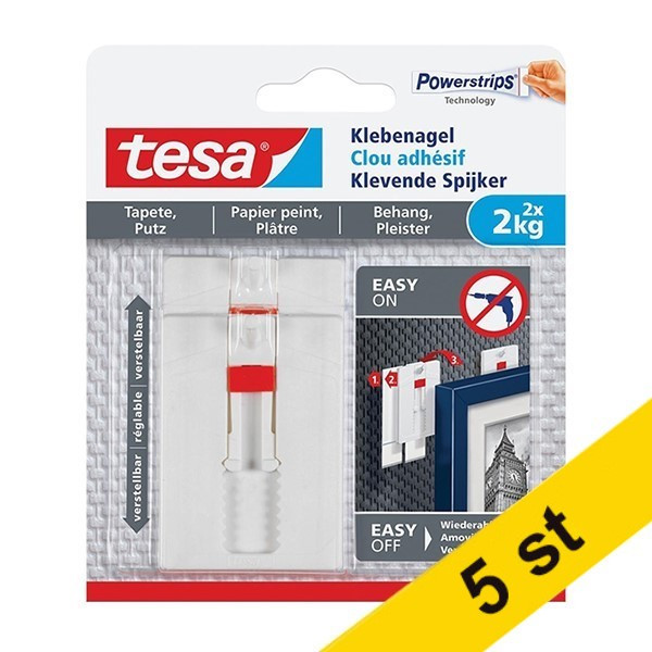 Tesa Självhäftande justerbara spikar för känsliga ytor | Tesa | 2kg | 2st x5  203346 - 1
