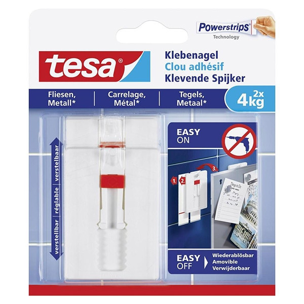 Självhäftande justerbara spikar för kakel och metall | Tesa | 4kg | 2st 202299 - 1