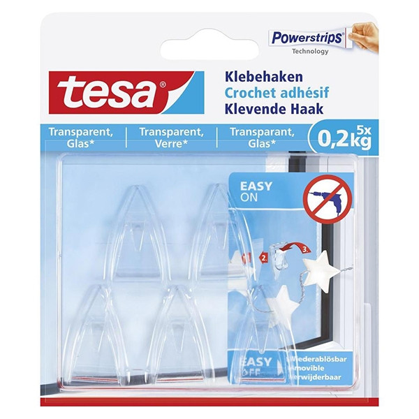 Självhäftande krok | Tesa | transparent | 0,2kg | 5st 202326 - 1