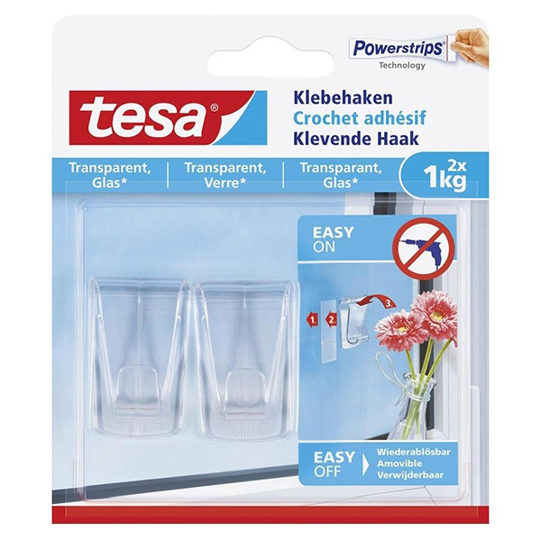 Tesa Självhäftande krok | Tesa | transparent | 1kg | 2st 77735-00000-01 202327 - 1