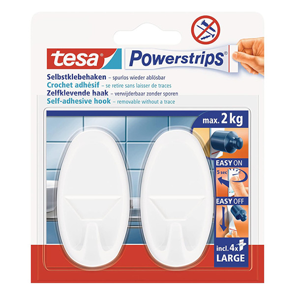 Tesa Självhäftande krok | Tesa | vit | 2kg | 2st 58013-00049-20 203375 - 1