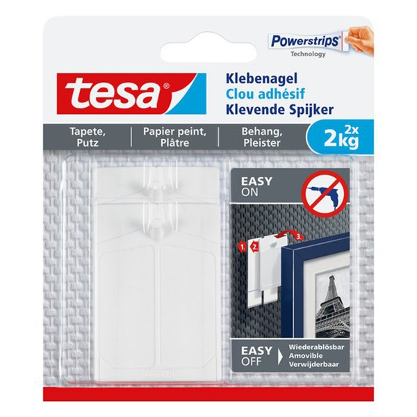 Självhäftande spikar för känsliga ytor | Tesa | 2kg | 2st 202302 - 1