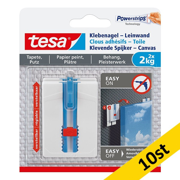 Självhäftande tavelkrok för känsliga ytor | Tesa | 2kg | 10st 203347 - 1