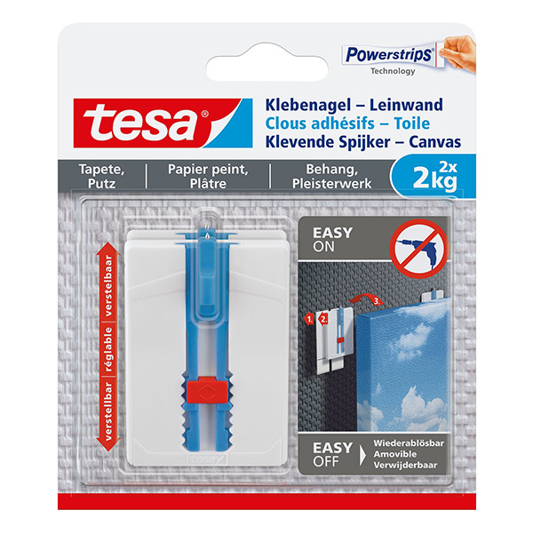 Självhäftande tavelkrok för känsliga ytor | Tesa | 2kg | 2st 202377 - 1