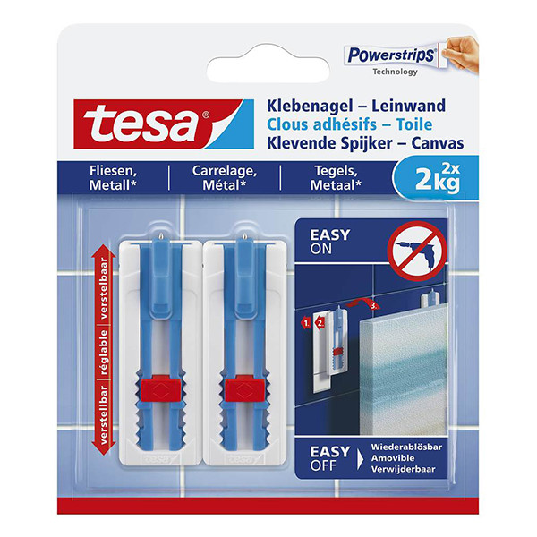 Självhäftande tavelkrok för kakel och metall | Tesa | 2kg | 2st 202378 - 1