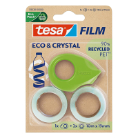 Tesa Självhäftande tejp + dispenser | 19mm x 10m | Tesa Eco & Crystal | 2 rullar 59038-00000-00 203386