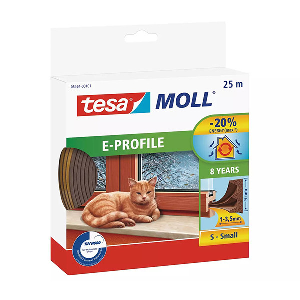 Tesa Tätningslist TesaMoll Classic E-profil brun 9mm x 25m 05464-00101-00 203309 - 1