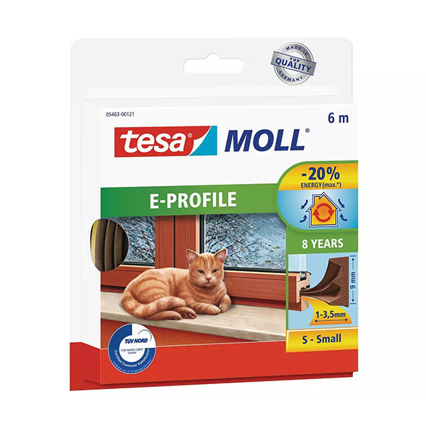 Tesa Tätningslist  TesaMoll Classic E-profil brun 9mm x 6m 05463-00121-00 203307 - 1