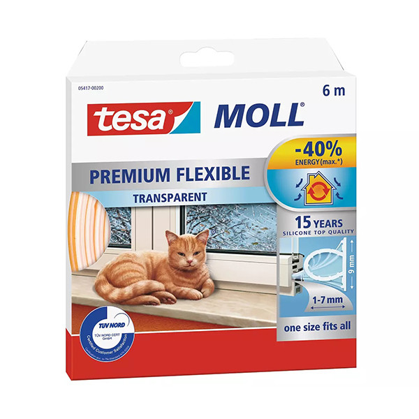 Tesa Tätningslist TesaMoll Premium Flexibel transparent 9mm x 6m 05417-00200-02 203305 - 1