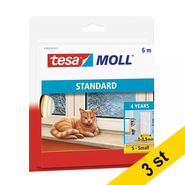 Tesa Tätningslist TesaMoll Standard I-profil vit 9mm x 6m | 3st  203336 - 1