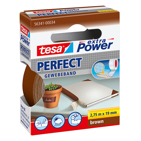 Tesa Textiltejp 19mm x 2,75m | brun | Tesa 56341-00034-03 202374 - 1