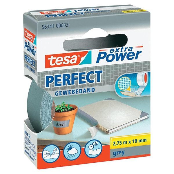 Textiltejp 19mm x 2,75m | grå | Tesa 56341-00033 202278 - 1