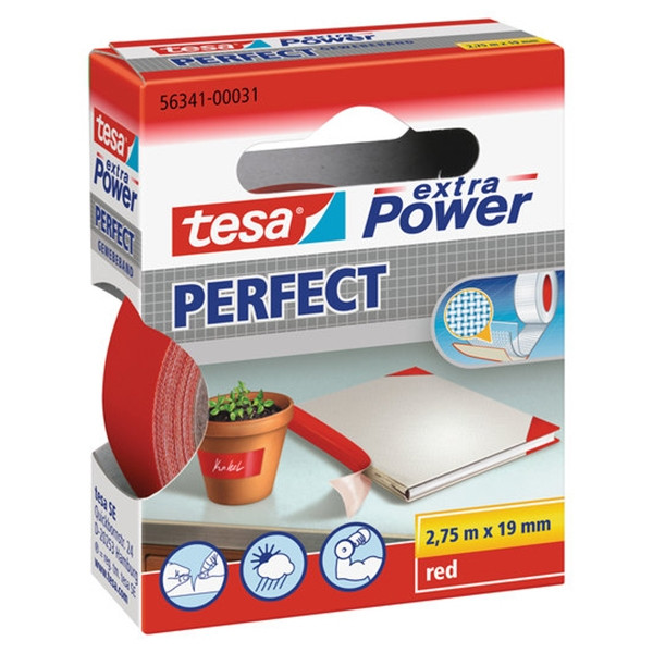 Textiltejp 19mm x 2,75m | röd | Tesa 56341-00031 202276 - 1