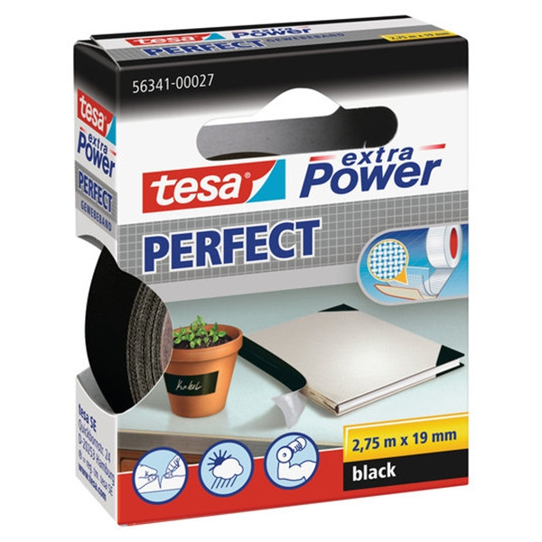 Tesa Textiltejp 19mm x 2,75m | svart | Tesa 56341-00027 56341-00027-03 202272 - 1