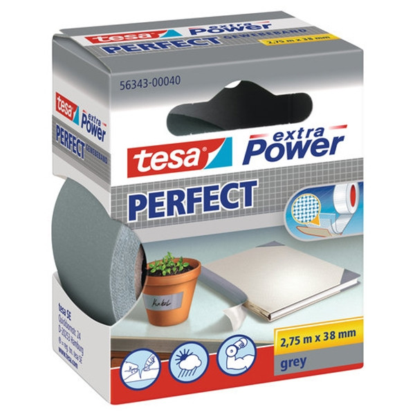 Textiltejp 38mm x 2,75m | grå | Tesa 56343-00040 202285 - 1