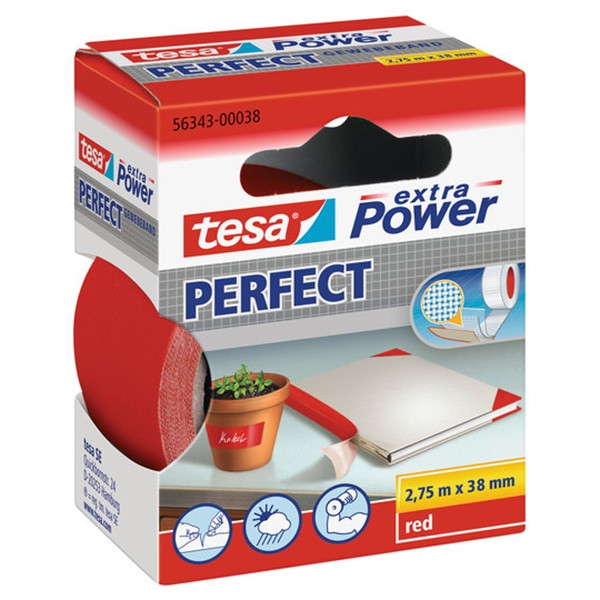 Textiltejp 38mm x 2,75m | röd | Tesa 56343-00038 202283 - 1