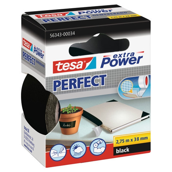 Tesa Textiltejp 38mm x 2,75m | svart | Tesa 56343-00034 56343-00034-03 202279 - 1