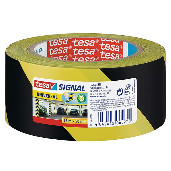 Tesa Varningstejp Universal 50mm x 66m | Tesa 58133-00000 | gul/svart 58133 58133-00000-01 202256 - 1