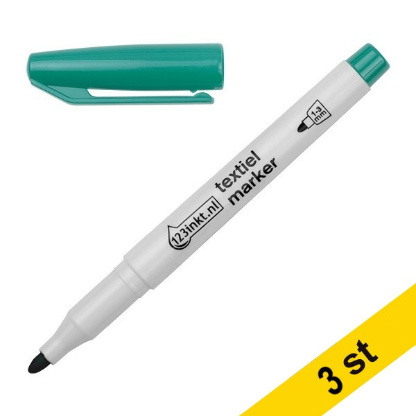 Textilpenna 1.0mm - 3.0mm | 123ink | grön | 3st  300874 - 1