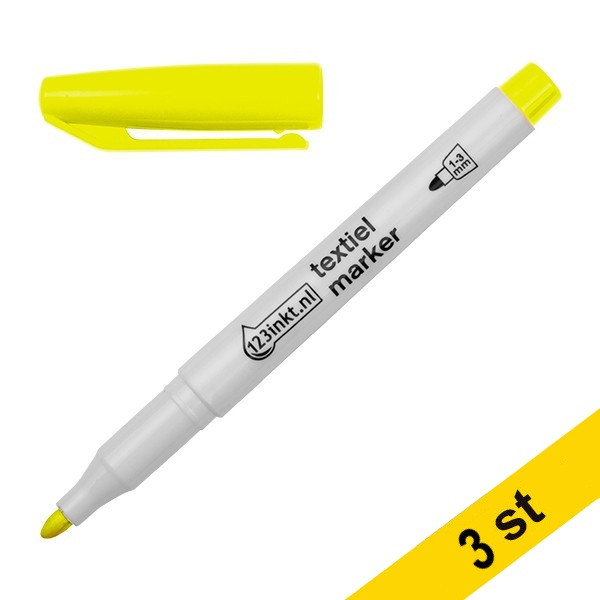 Textilpenna 1.0mm - 3.0mm | 123ink | neongul | 3st  300881 - 1