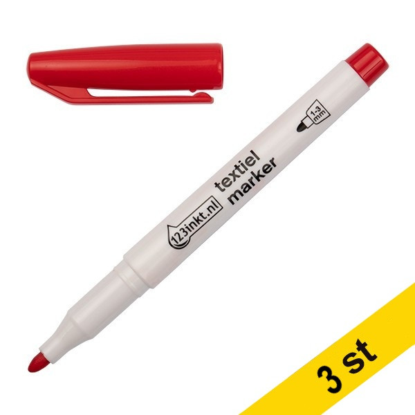 Textilpenna 1.0mm - 3.0mm | 123ink | röd | 3st  300873 - 1