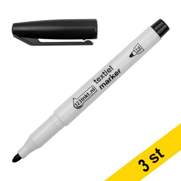 Textilpenna 1.0mm - 3.0mm | 123ink | svart | 3st  300871 - 1