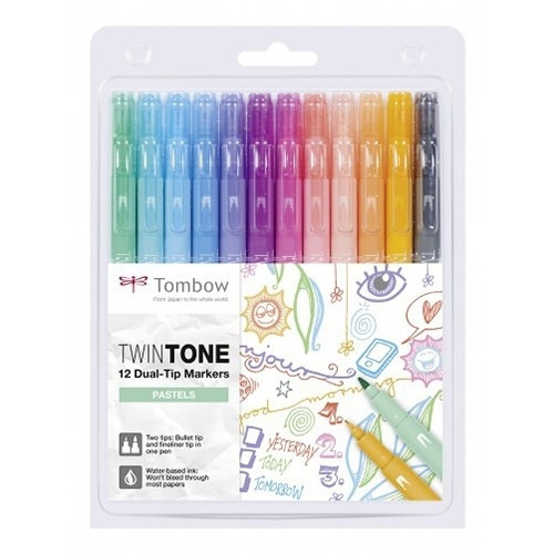 Tombow Tuschpennor med dubbel spets | Tombow TwinTone | pastellfärger | 12st WS-PK-12P-2 241529 - 1