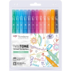 Tuschpennor med dubbel spets | Tombow TwinTone | pastellfärger | 12st
