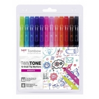 Tombow Tuschpennor med dubbel spets | Tombow TwinTone | sorterade färger | 12st WS-PK-12P-1 241528
