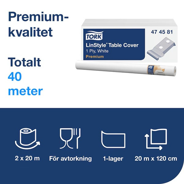 Bordsduk 1,20m x 20m | Tork LinStyle | vit | 2st SE200646 - 4
