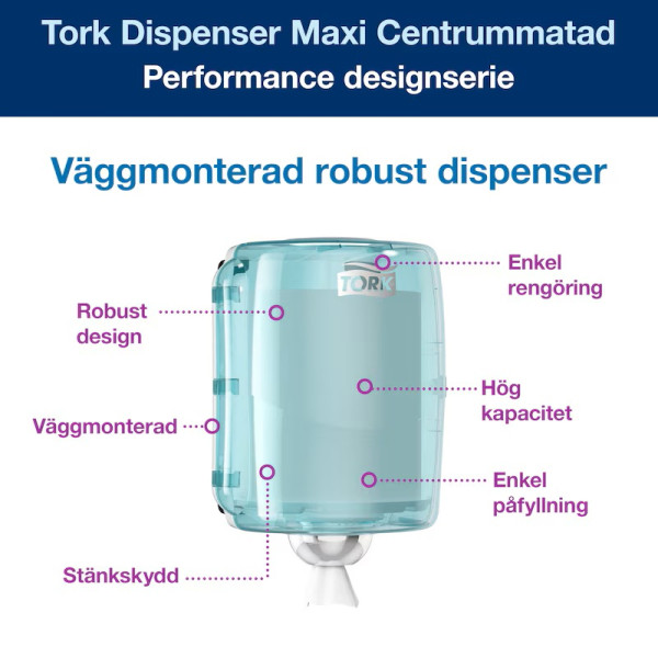 Dispenser för industritorkrulle | Tork W2 Maxi | turkos STO00256 - 7