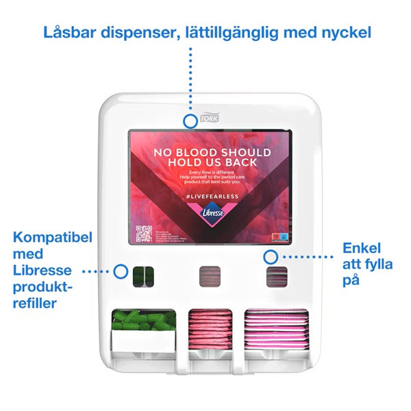 Dispenser för mensskydd | Tork P3 Period Care | vit SE200698 - 6