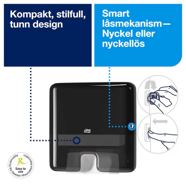 Dispenser för pappershanddukar | Tork H2 Xpress Mini | svart STO00212 - 6