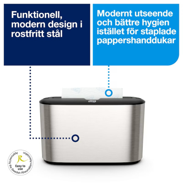 Dispenser för pappershanddukar | Tork H2 Xpress fristående | rostfritt stål STO00184 - 6
