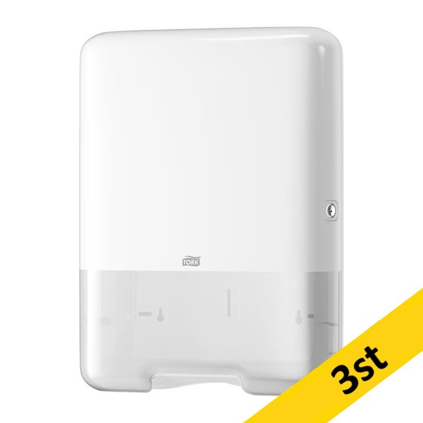 Dispenser för pappershanddukar | Tork H3 Singelfold/C-fold | vit | 3st STO05395 - 1