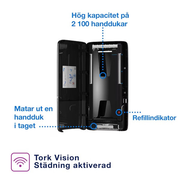 Dispenser för pappershanddukar | Tork H5 PeakServe | svart SE200733 - 6