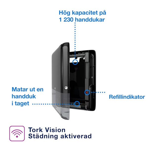 Dispenser för pappershanddukar | Tork H5 PeakServe Mini | svart SE200727 - 6