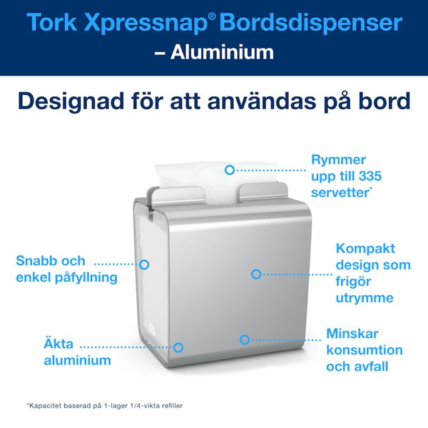Dispenser för servetter | Tork N4 Xpressnap | aluminium SE200711 - 5
