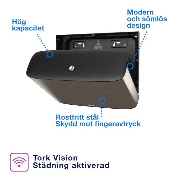 Dispenser för toalettpapper | 1 rulle | Tork T2 Jumbo Mini | rostfritt stål STO00185 - 6