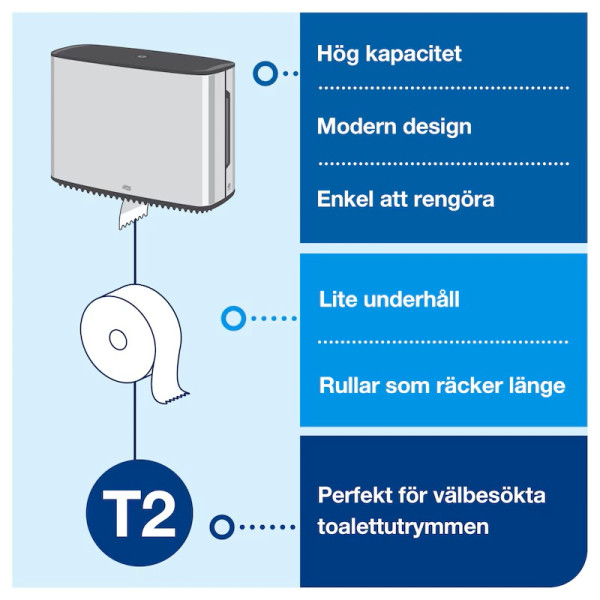 Dispenser för toalettpapper | 1 rulle | Tork T2 Jumbo Mini | rostfritt stål STO00185 - 7