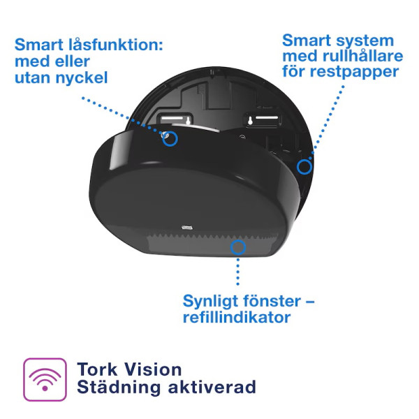 Dispenser för toalettpapper | 1 rulle | Tork T2 Jumbo Mini | svart STO00223 - 6