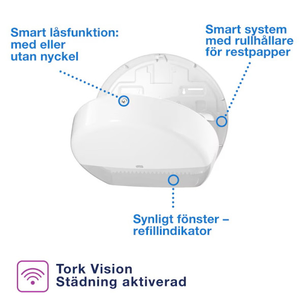 Dispenser för toalettpapper | 1 rulle | Tork T2 Jumbo Mini | vit STO00222 - 5